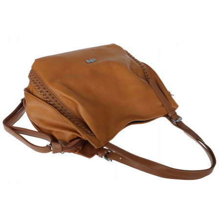 Torebka Damska Listonoszka Modna Duża A4 Torba Shopper Worek 6702 Brązowa
