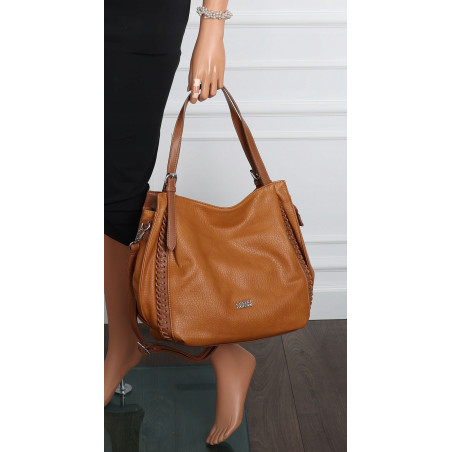 Torebka Damska Listonoszka Modna Duża A4 Torba Shopper Worek 6702 Brązowa