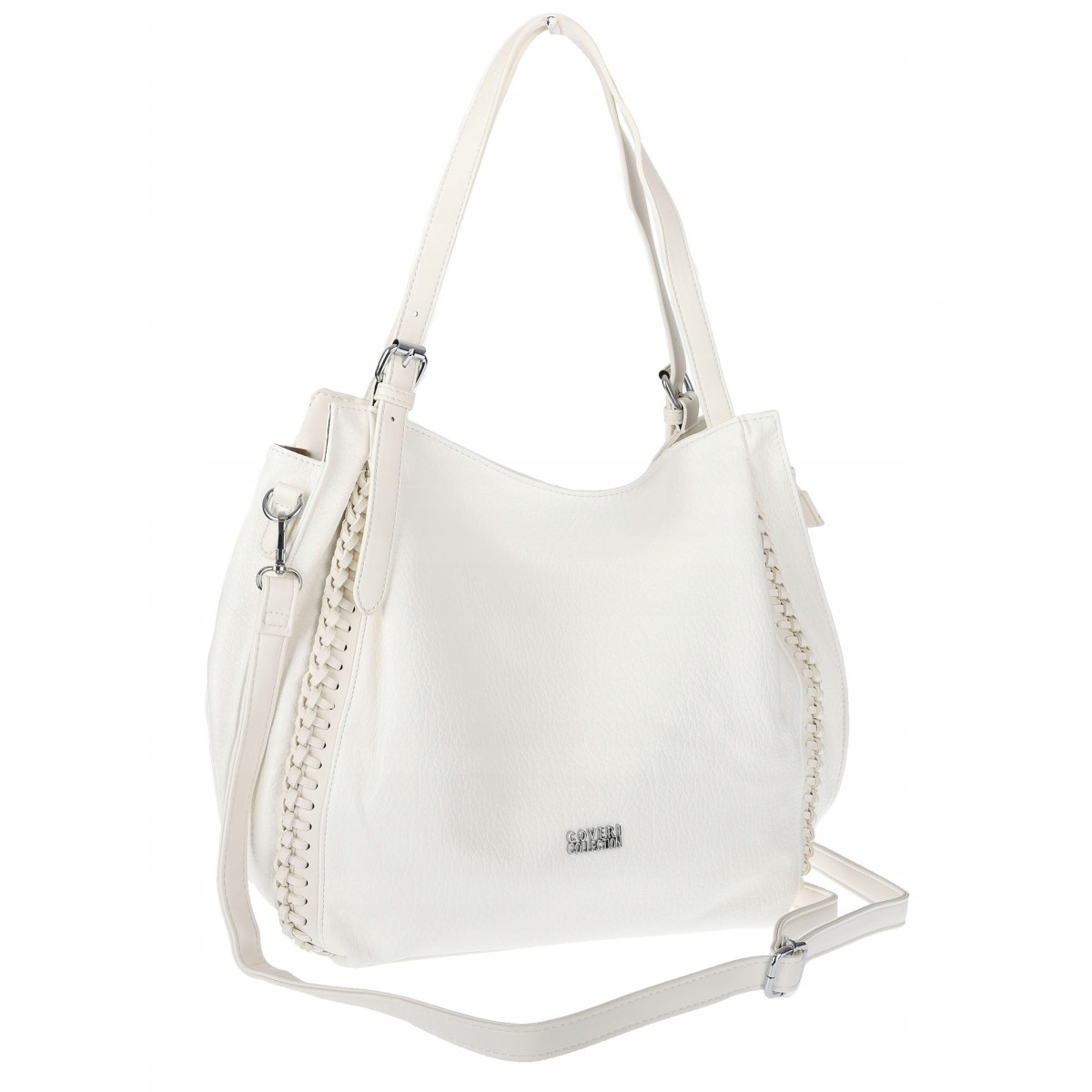 Torebka Damska Listonoszka Modna Duża A4 Torba Shopper Worek 6702 Biała