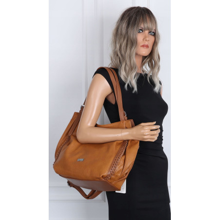 Torebka Damska Listonoszka Modna Duża A4 Torba Shopper Worek 6702 Brązowa