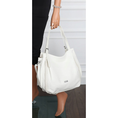 Torebka Damska Listonoszka Modna Duża A4 Torba Shopper Worek 6702 Biała