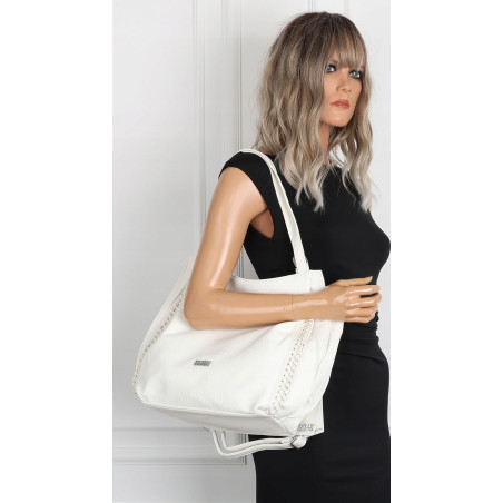 Torebka Damska Listonoszka Modna Duża A4 Torba Shopper Worek 6702 Biała