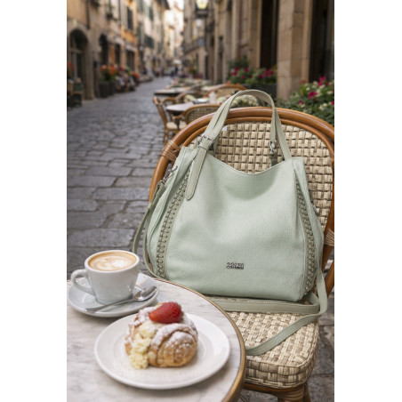 Torebka Damska Listonoszka Modna Duża A4 Torba Shopper Worek 6702 Zielona