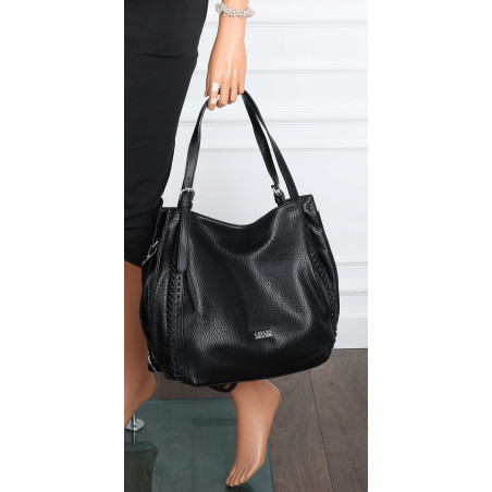 Torebka Damska Listonoszka Modna Duża A4 Torba Shopper Worek 6702 Czarna