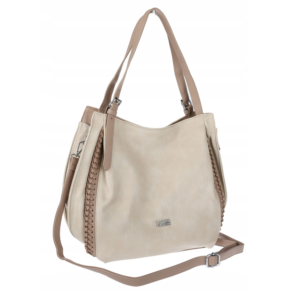 Torebka Damska Listonoszka Modna Duża A4 Torba Shopper Worek 6702 Beżowa