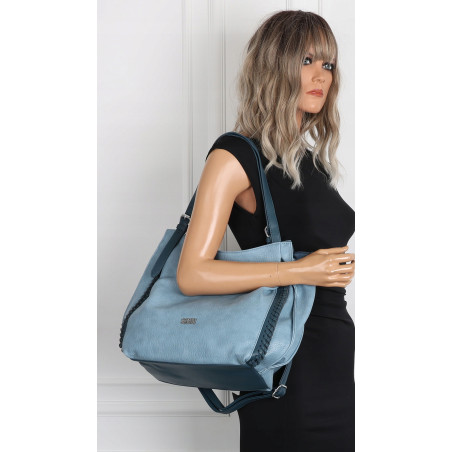 Torebka Damska Listonoszka Modna Duża Torba Shopper Worek 6702 Niebieska