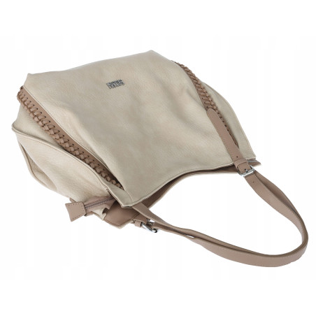 Torebka Damska Listonoszka Modna Duża A4 Torba Shopper Worek 6702 Beżowa