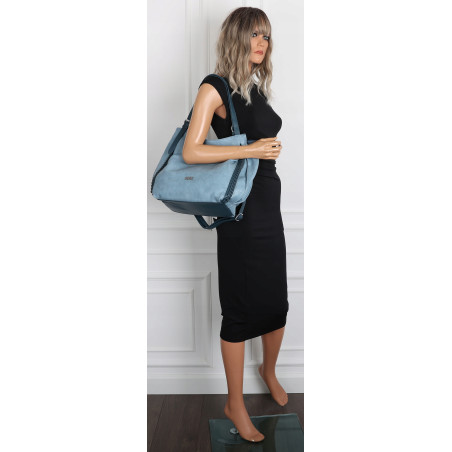 Torebka Damska Listonoszka Modna Duża Torba Shopper Worek 6702 Niebieska
