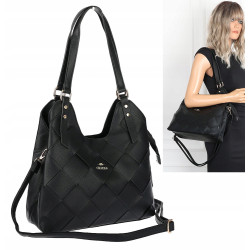 Torebka Damska Shopper Modna Pojemna A4 Torba na Ramię Pasek CH3357 Czarna