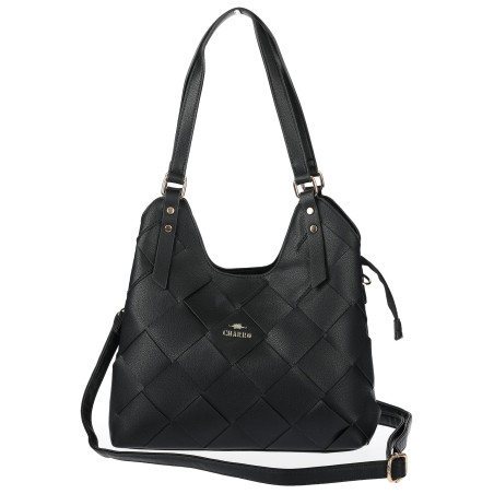 Torebka Damska Shopper Modna Pojemna A4 Torba na Ramię Pasek CH3357 Czarna