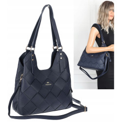 Torebka Damska Shopper Modna Pojemna Torba na Ramię Pasek CH3357 Granatowa