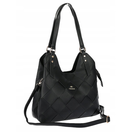 Torebka Damska Shopper Modna Pojemna A4 Torba na Ramię Pasek CH3357 Czarna