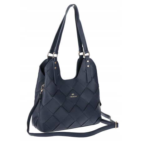 Torebka Damska Shopper Modna Pojemna Torba na Ramię Pasek CH3357 Granatowa