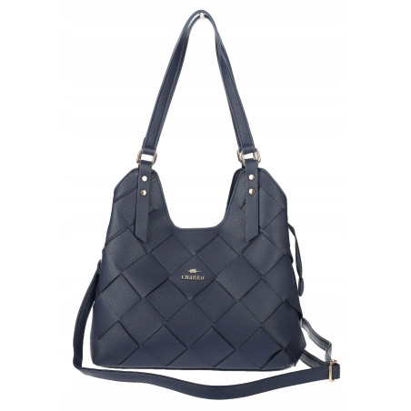 Torebka Damska Shopper Modna Pojemna Torba na Ramię Pasek CH3357 Granatowa
