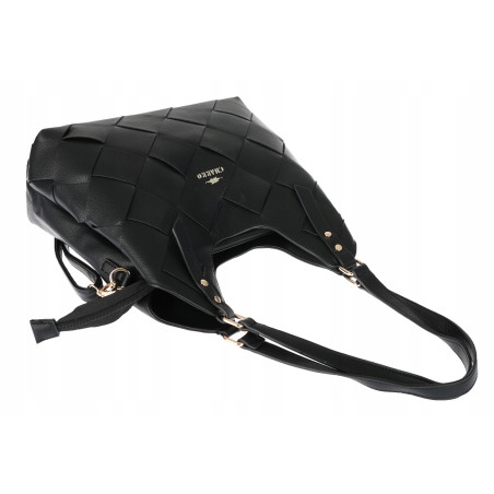 Torebka Damska Shopper Modna Pojemna A4 Torba na Ramię Pasek CH3357 Czarna