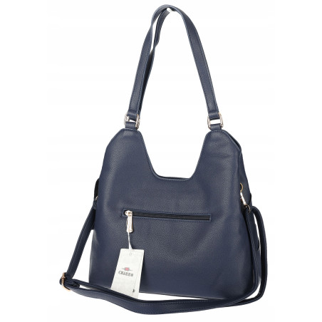 Torebka Damska Shopper Modna Pojemna Torba na Ramię Pasek CH3357 Granatowa