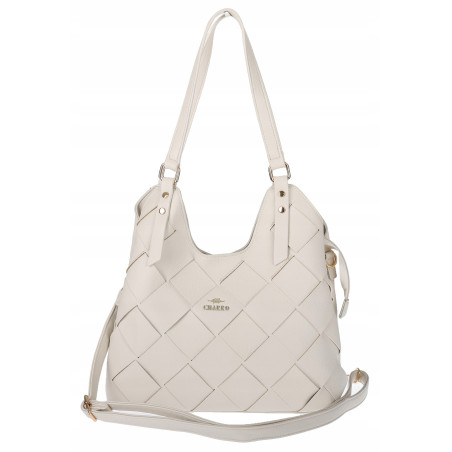 Torebka Damska Shopper Modna Pojemna A4 Torba na Ramię Pasek CH3357 Beżowa