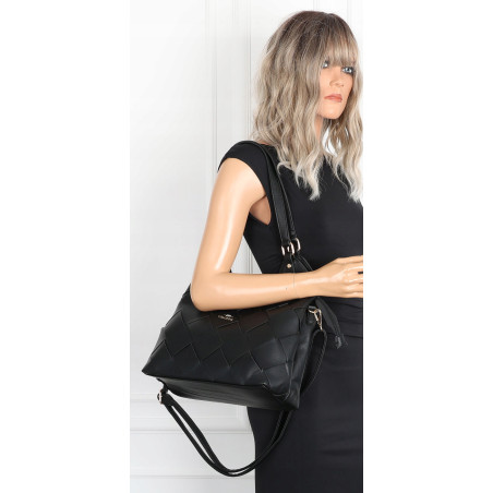 Torebka Damska Shopper Modna Pojemna A4 Torba na Ramię Pasek CH3357 Czarna