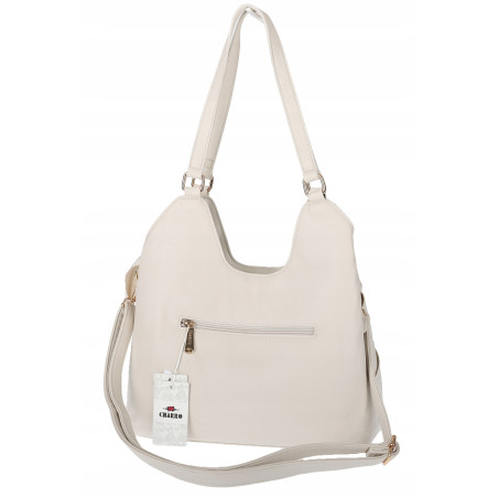 Torebka Damska Shopper Modna Pojemna A4 Torba na Ramię Pasek CH3357 Beżowa