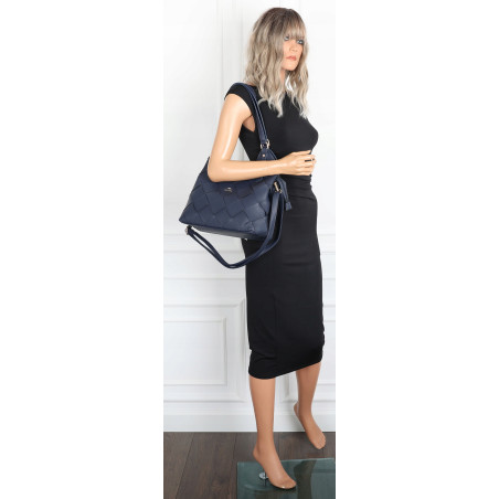 Torebka Damska Shopper Modna Pojemna Torba na Ramię Pasek CH3357 Granatowa