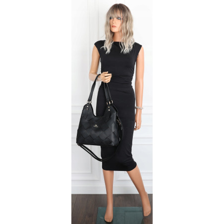 Torebka Damska Shopper Modna Pojemna A4 Torba na Ramię Pasek CH3357 Czarna