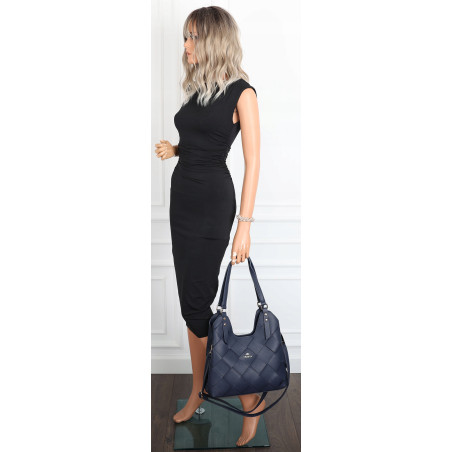 Torebka Damska Shopper Modna Pojemna Torba na Ramię Pasek CH3357 Granatowa
