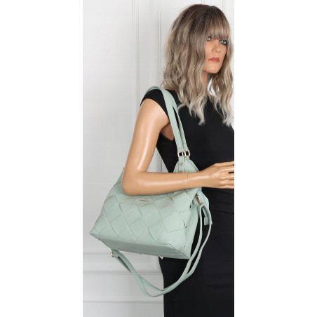 Torebka Damska Shopper Modna Pojemna A4 Torba na Ramię Pasek CH3357 Zielona