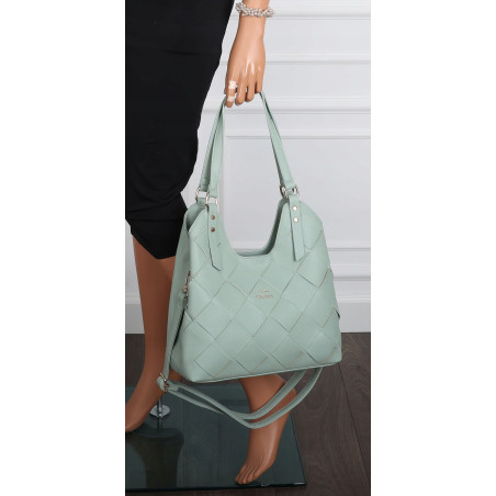 Torebka Damska Shopper Modna Pojemna A4 Torba na Ramię Pasek CH3357 Zielona