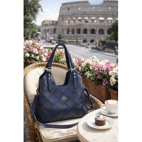 Torebka Damska Shopper Modna Pojemna Torba na Ramię Pasek CH3357 Granatowa