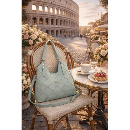 Torebka Damska Shopper Modna Pojemna A4 Torba na Ramię Pasek CH3357 Zielona