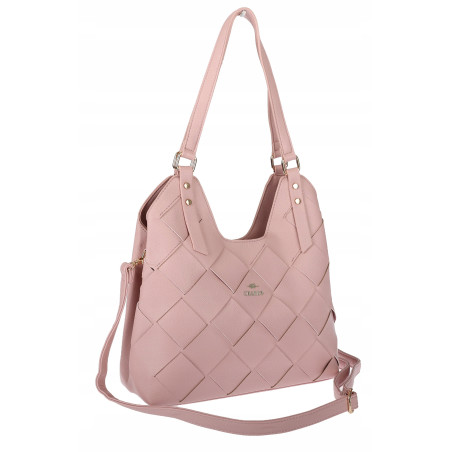 Torebka Damska Shopper Modna Pojemna A4 Torba na Ramię Pasek CH3357 Różowa