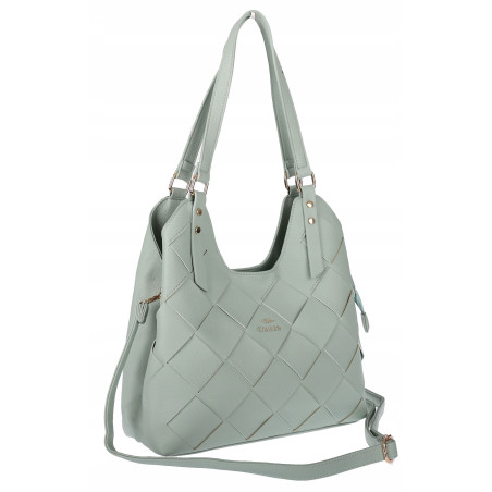 Torebka Damska Shopper Modna Pojemna A4 Torba na Ramię Pasek CH3357 Zielona