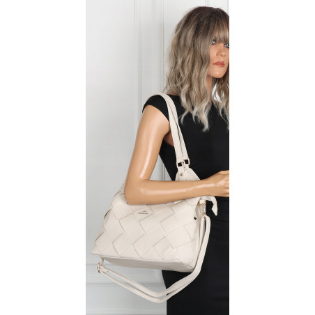 Torebka Damska Shopper Modna Pojemna A4 Torba na Ramię Pasek CH3357 Beżowa