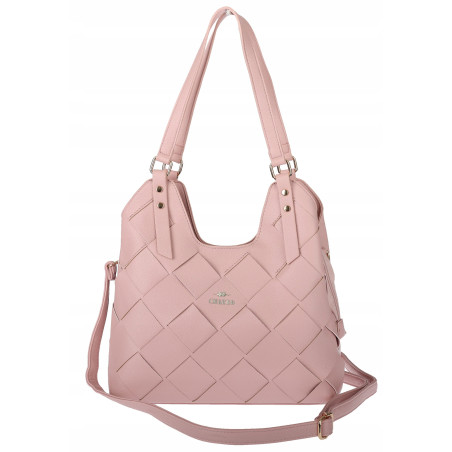 Torebka Damska Shopper Modna Pojemna A4 Torba na Ramię Pasek CH3357 Różowa