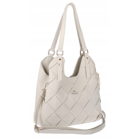 Torebka Damska Shopper Modna Pojemna A4 Torba na Ramię Pasek CH3357 Beżowa