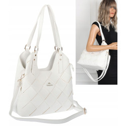 Torebka Damska Shopper Modna Pojemna A4 Torba na Ramię Pasek CH3357 Biała