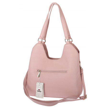 Torebka Damska Shopper Modna Pojemna A4 Torba na Ramię Pasek CH3357 Różowa