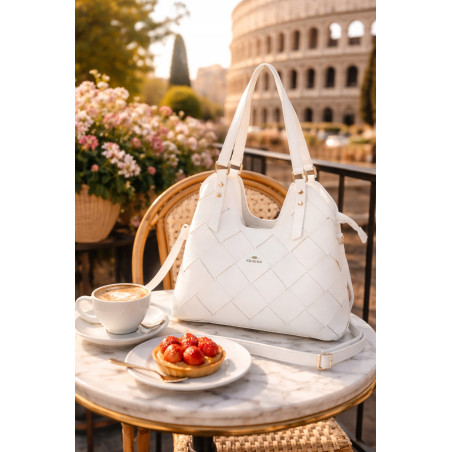 Torebka Damska Shopper Modna Pojemna A4 Torba na Ramię Pasek CH3357 Biała