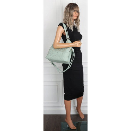Torebka Damska Shopper Modna Pojemna A4 Torba na Ramię Pasek CH3357 Zielona