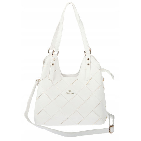 Torebka Damska Shopper Modna Pojemna A4 Torba na Ramię Pasek CH3357 Biała