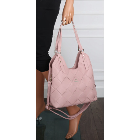 Torebka Damska Shopper Modna Pojemna A4 Torba na Ramię Pasek CH3357 Różowa