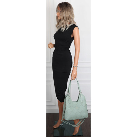 Torebka Damska Shopper Modna Pojemna A4 Torba na Ramię Pasek CH3357 Zielona