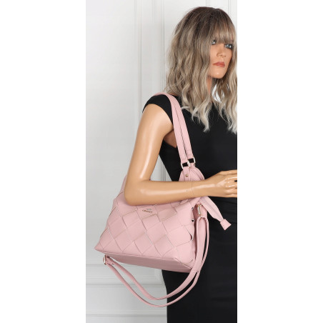 Torebka Damska Shopper Modna Pojemna A4 Torba na Ramię Pasek CH3357 Różowa
