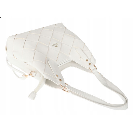 Torebka Damska Shopper Modna Pojemna A4 Torba na Ramię Pasek CH3357 Biała