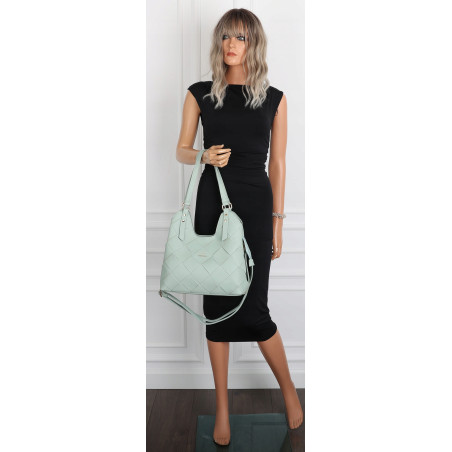 Torebka Damska Shopper Modna Pojemna A4 Torba na Ramię Pasek CH3357 Zielona