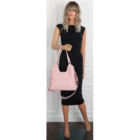 Torebka Damska Shopper Modna Pojemna A4 Torba na Ramię Pasek CH3357 Różowa