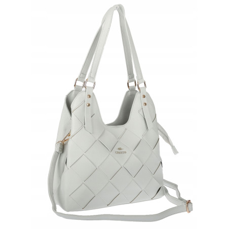 Torebka Damska Shopper Modna Pojemna A4 Torba na Ramię Pasek CH3357 Szara