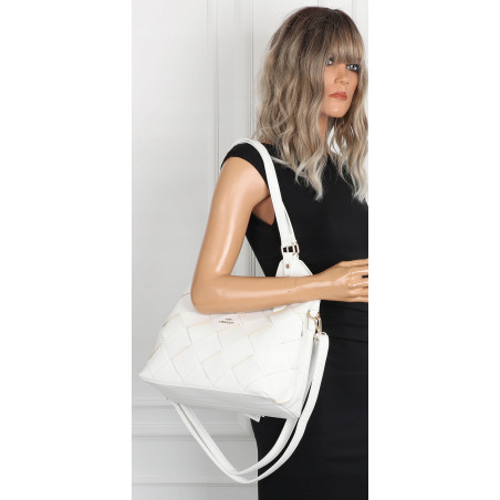 Torebka Damska Shopper Modna Pojemna A4 Torba na Ramię Pasek CH3357 Biała