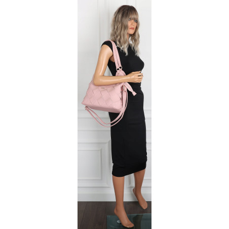 Torebka Damska Shopper Modna Pojemna A4 Torba na Ramię Pasek CH3357 Różowa