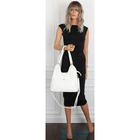 Torebka Damska Shopper Modna Pojemna A4 Torba na Ramię Pasek CH3357 Biała